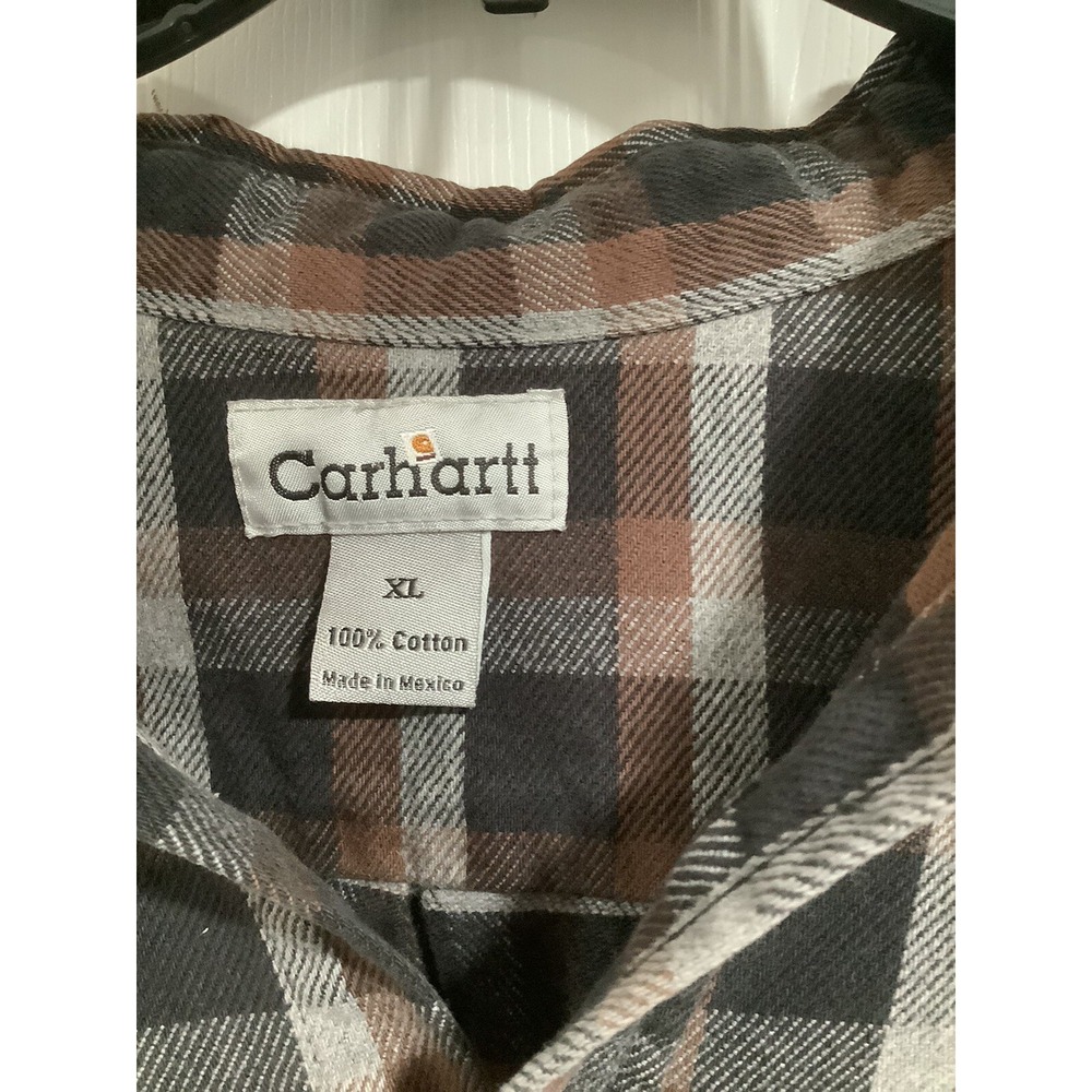 Vintage Carhartt Rugged Wear  Button Up Cotton Shirt Size XL Two Pocket Thick - Picture 3 of 5
